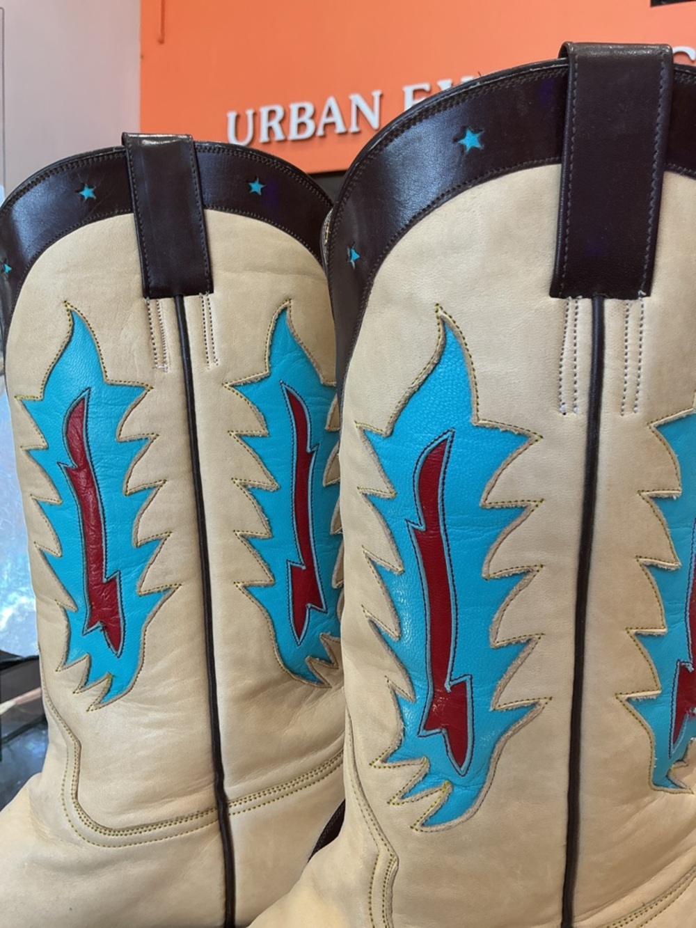 Rocketbuster Multicolor Cowboy Boots with Leather Embellishments - Picture 2 of 6